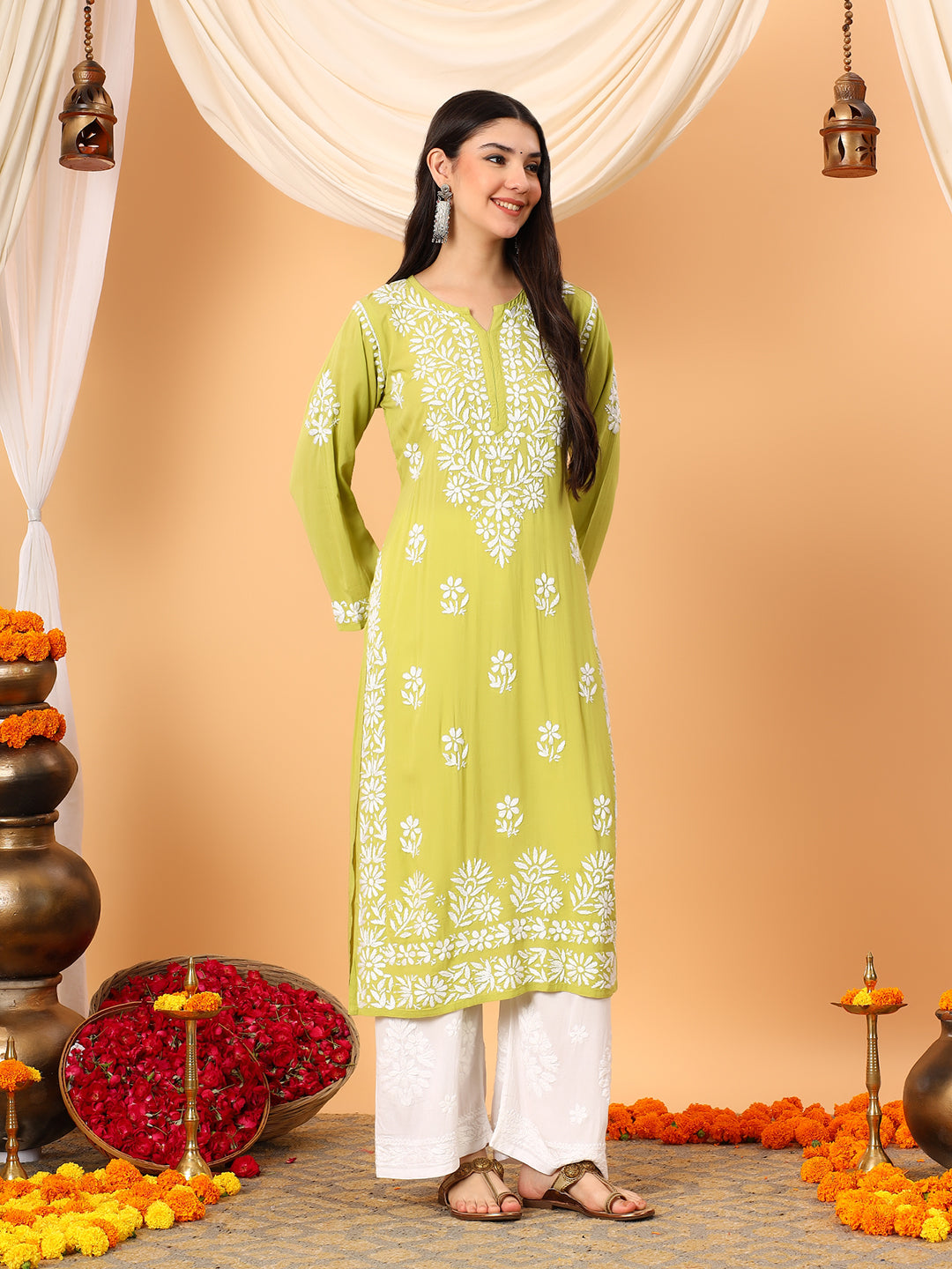 Rekha Modal Chikankari Premium Straight Kurta