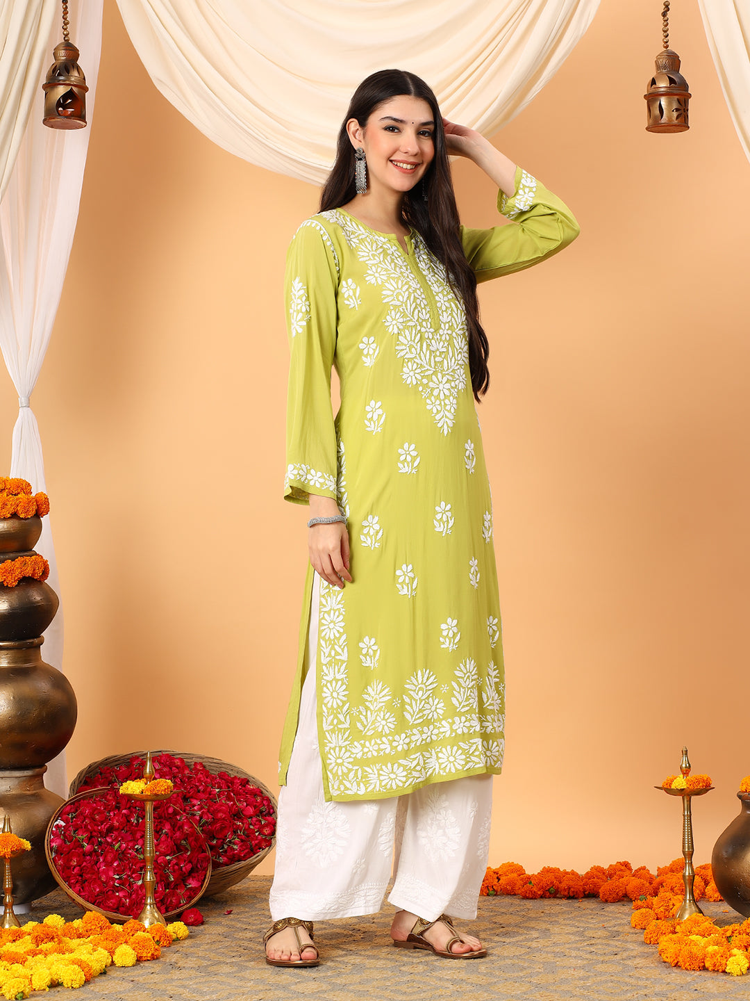 Rekha Modal Chikankari Premium Straight Kurta