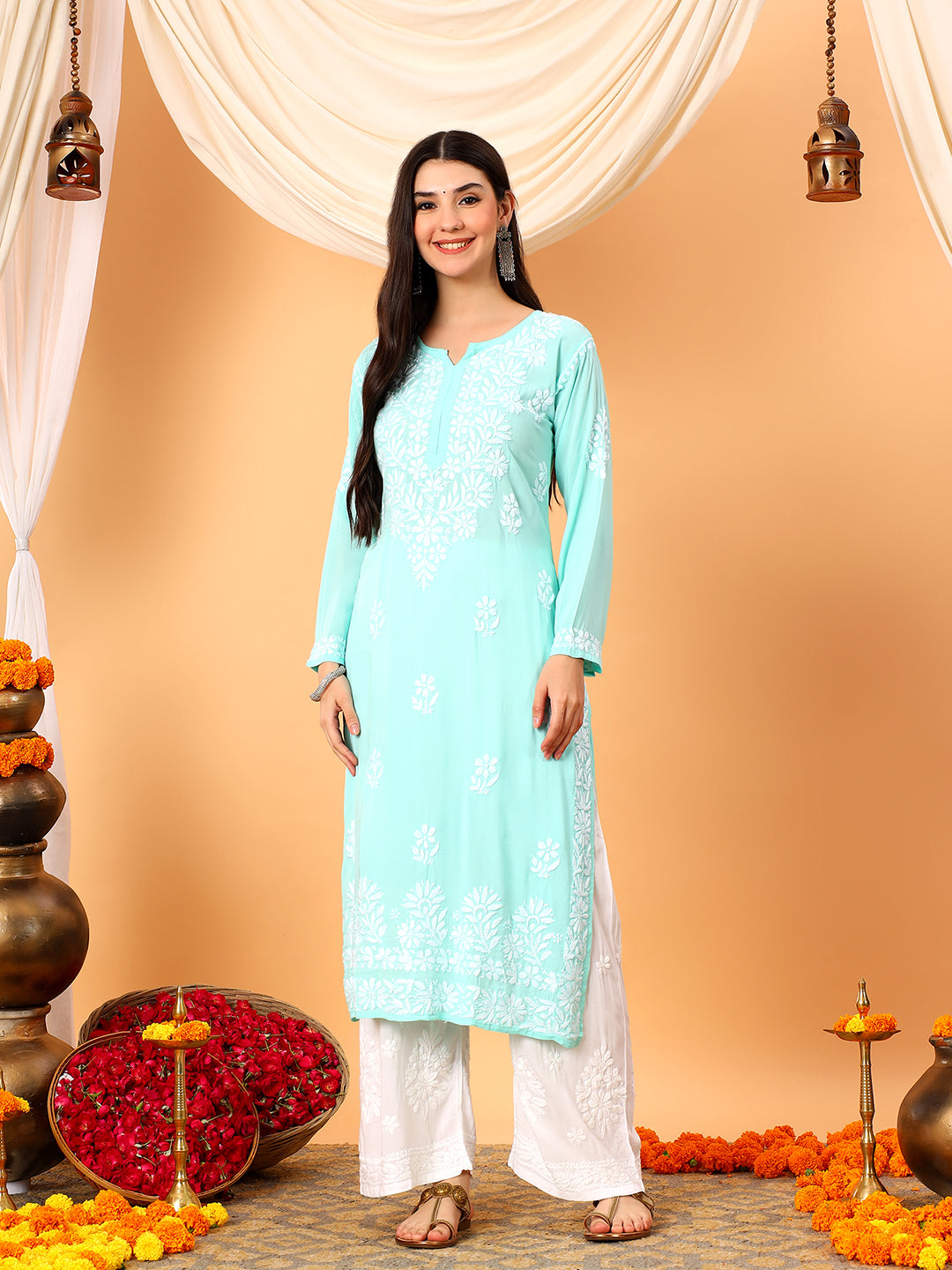Rekha Modal Chikankari Premium Straight Kurta