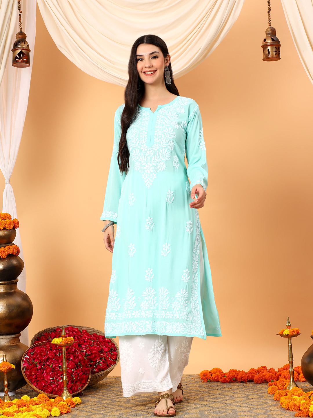 Rekha Modal Chikankari Premium Straight Kurta