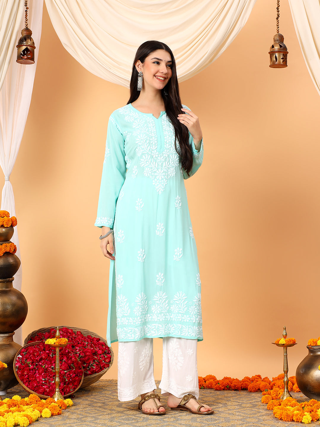 Rekha Modal Chikankari Premium Straight Kurta