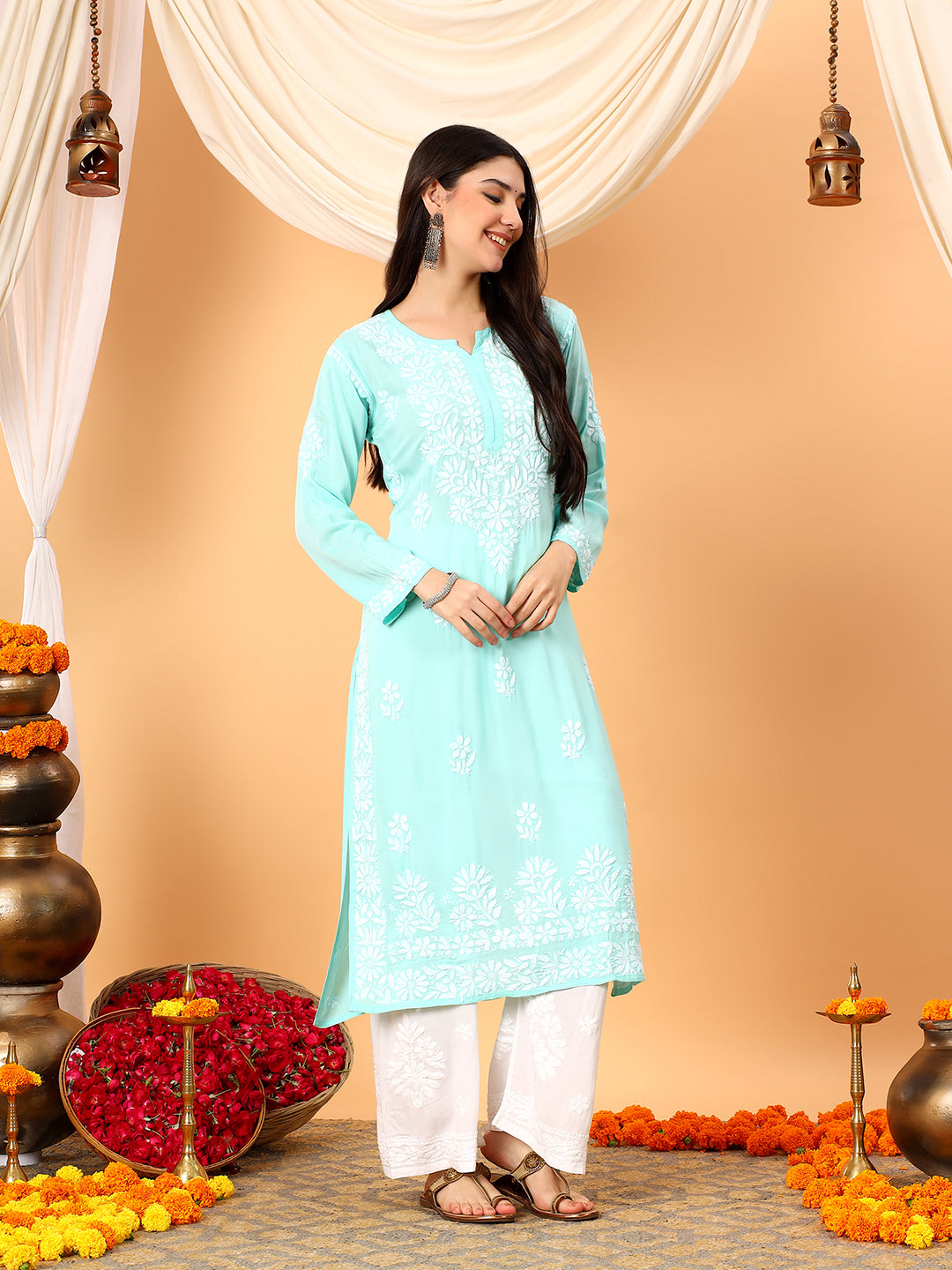 Rekha Modal Chikankari Premium Straight Kurta
