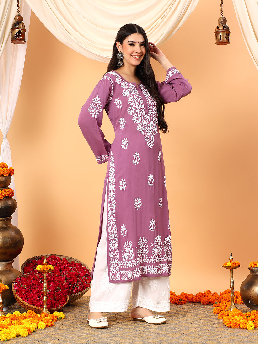 Rekha Modal Chikankari Premium Straight Kurta