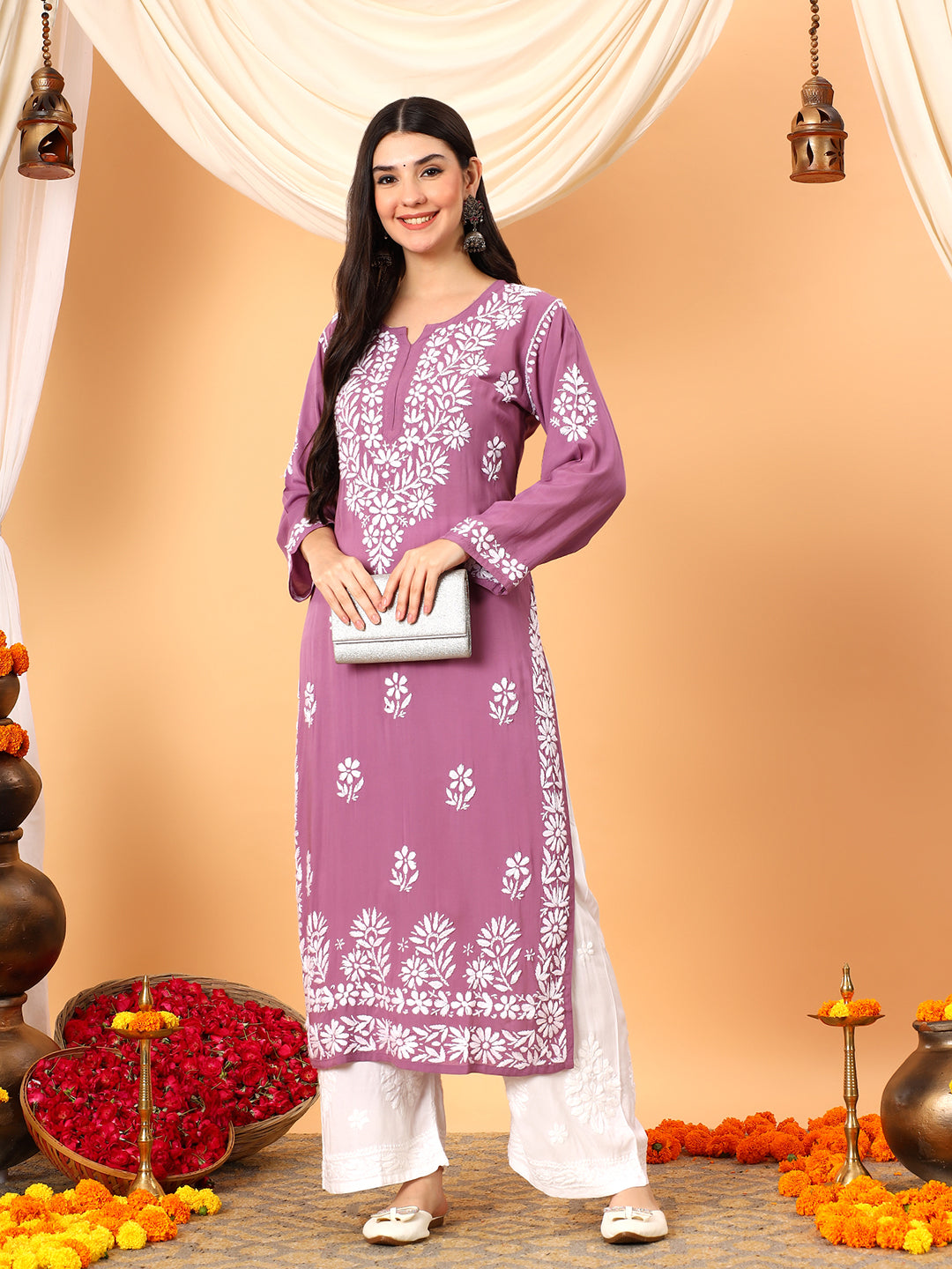 Rekha Modal Chikankari Premium Straight Kurta