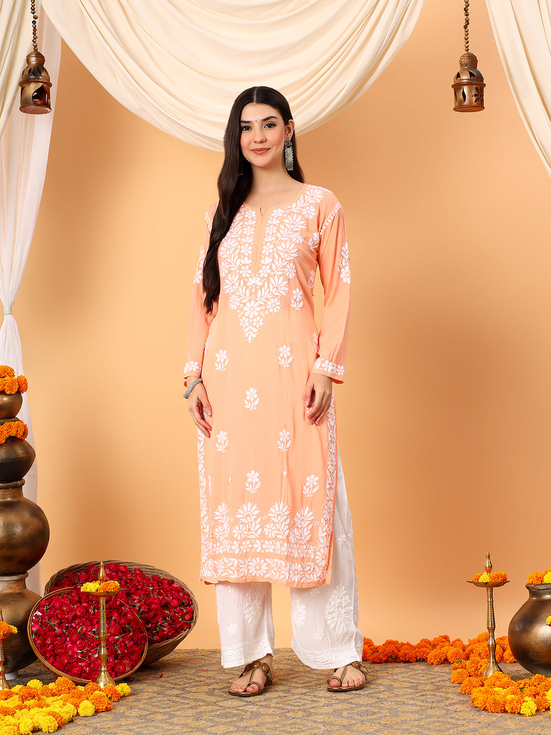 Rekha Modal Chikankari Premium Straight Kurta