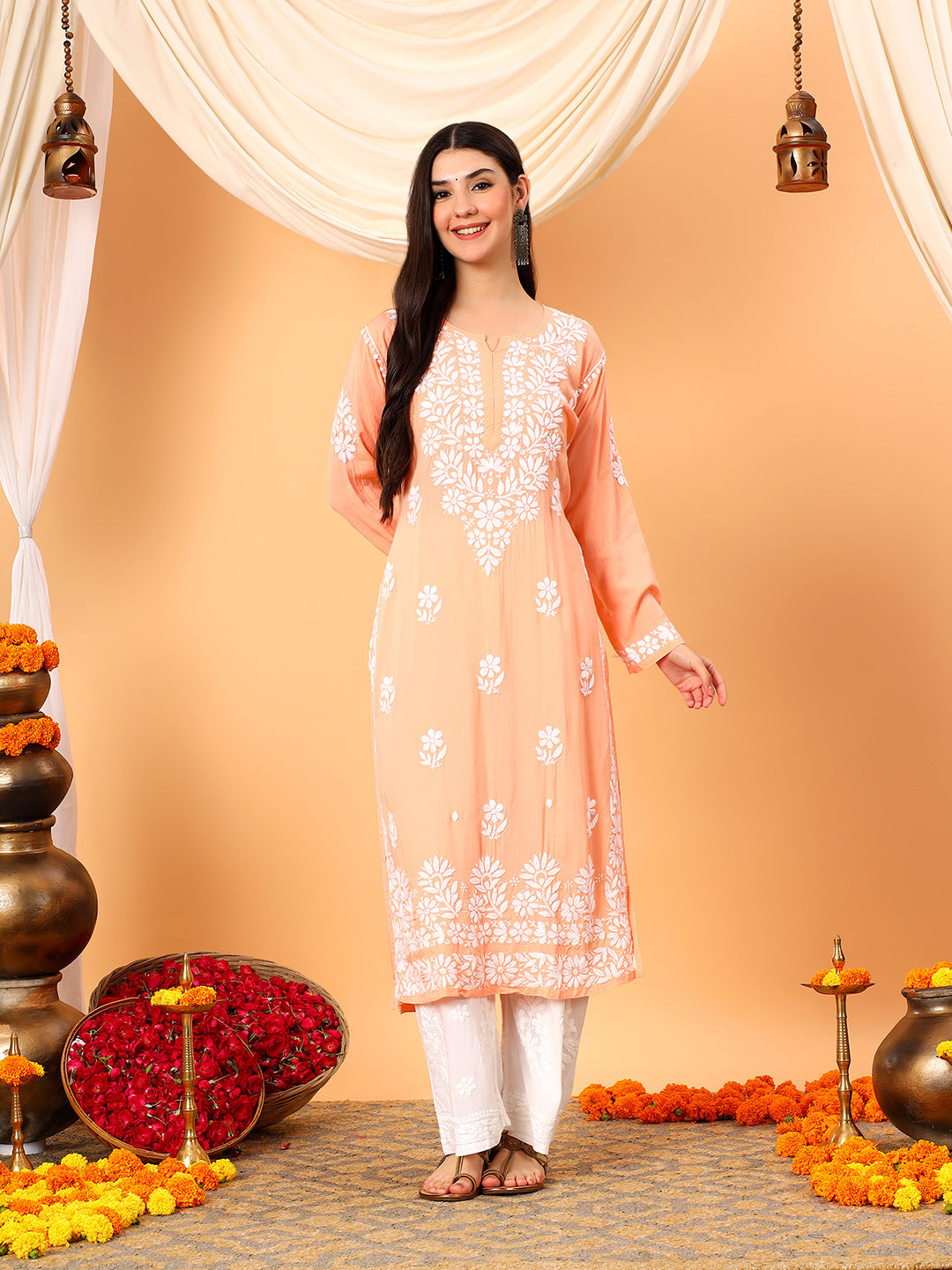 Rekha Modal Chikankari Premium Straight Kurta