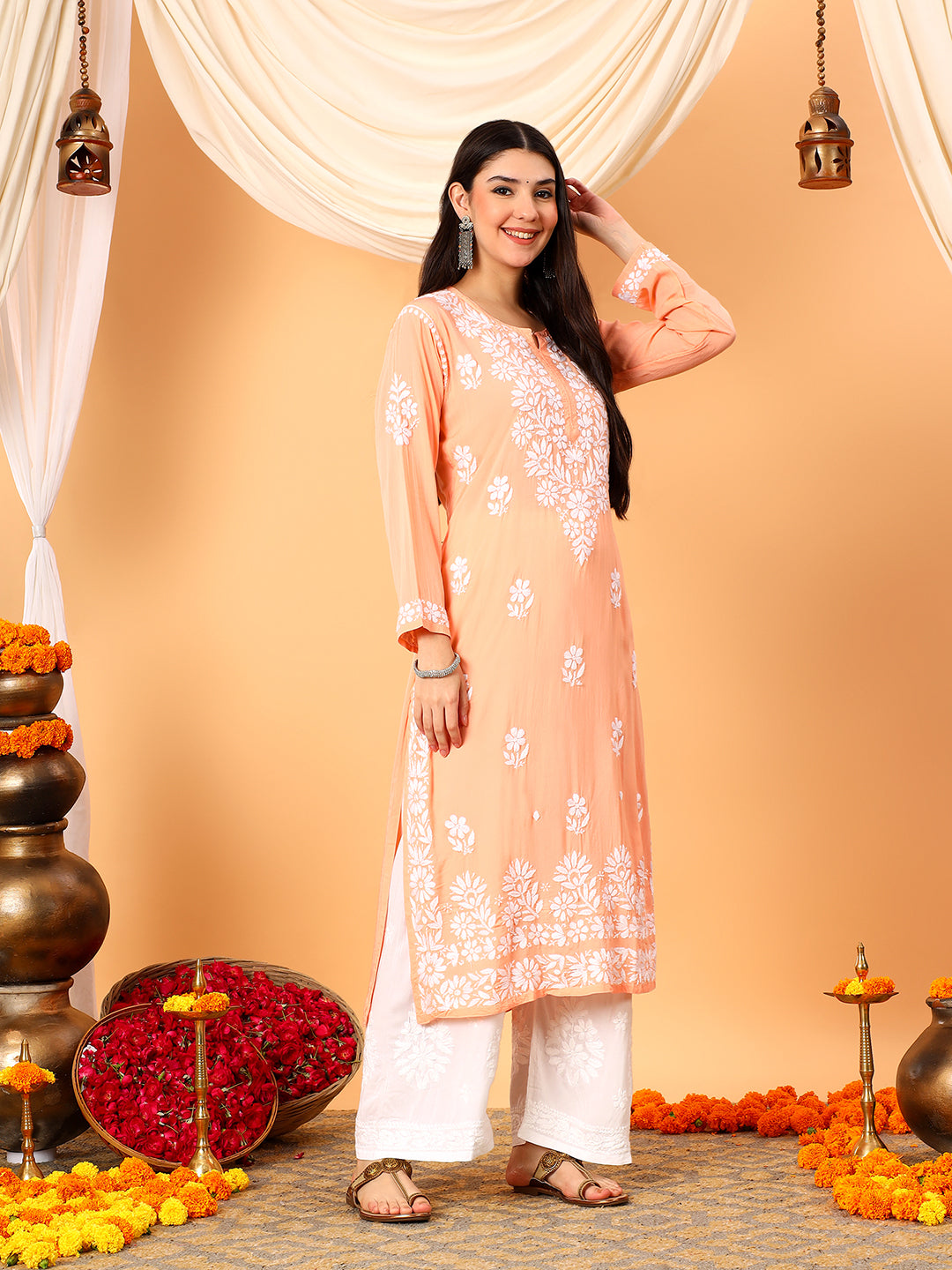 Rekha Modal Chikankari Premium Straight Kurta