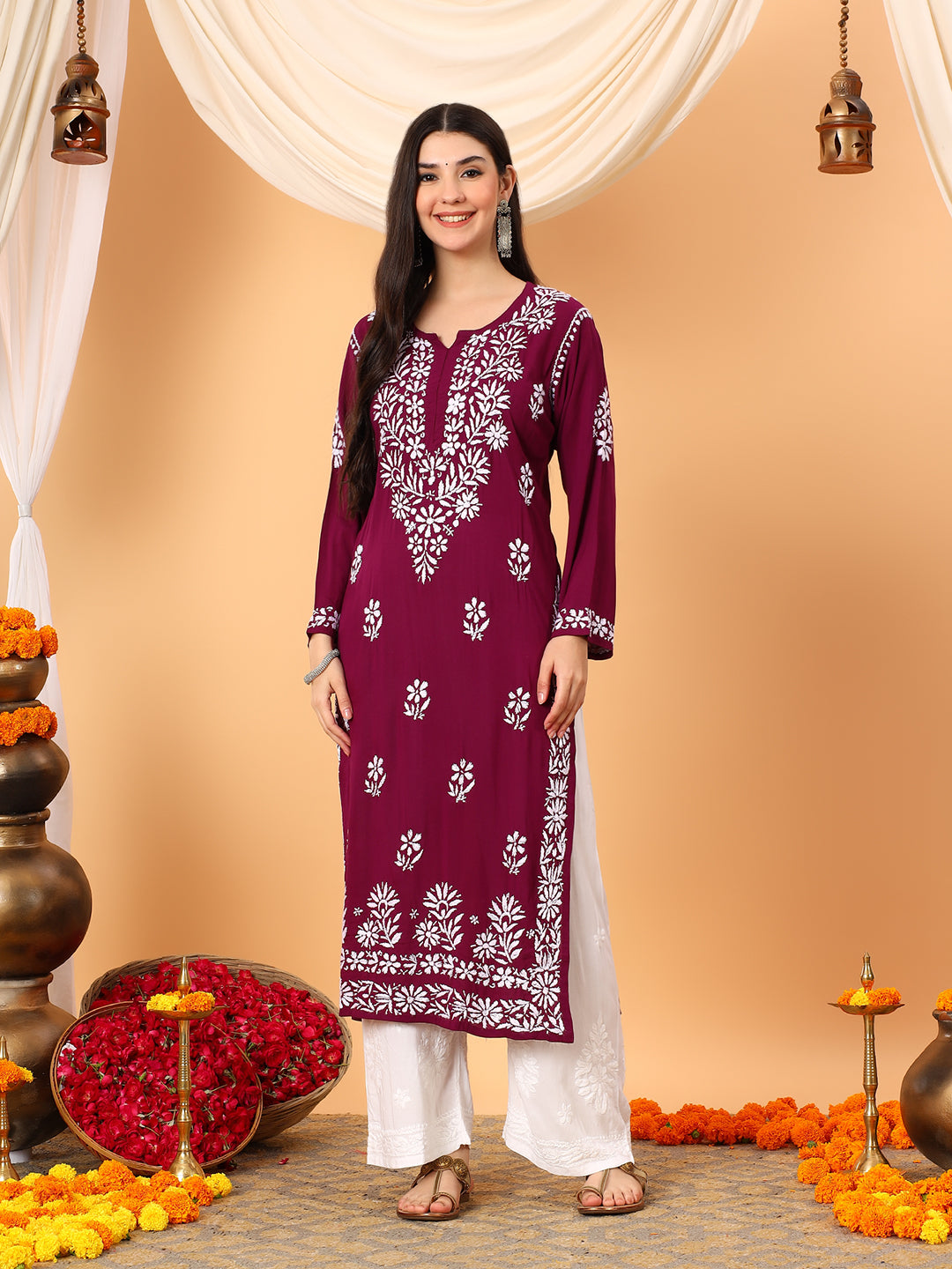 Rekha Modal Chikankari Premium Straight Kurta