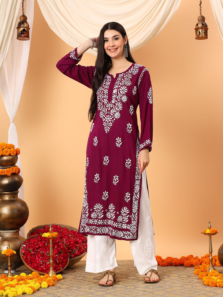 Rekha Modal Chikankari Premium Straight Kurta