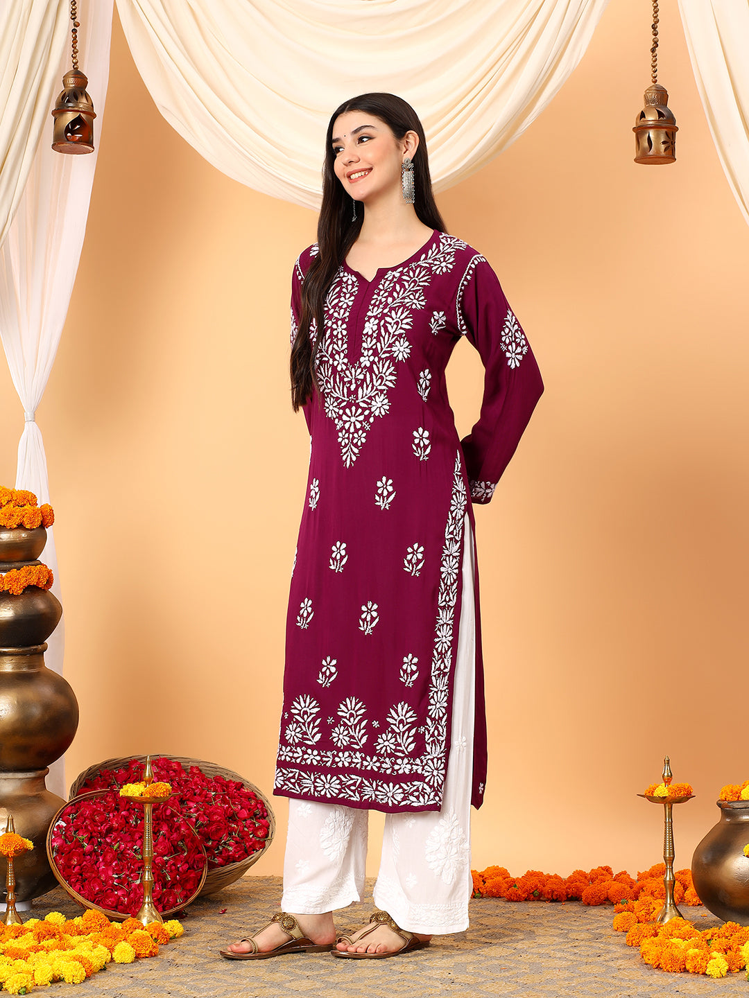 Rekha Modal Chikankari Premium Straight Kurta