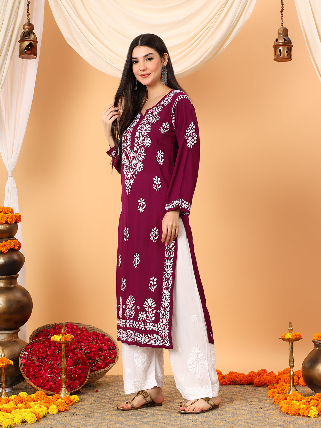 Rekha Modal Chikankari Premium Straight Kurta