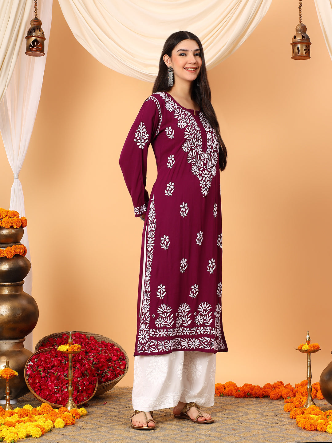 Rekha Modal Chikankari Premium Straight Kurta