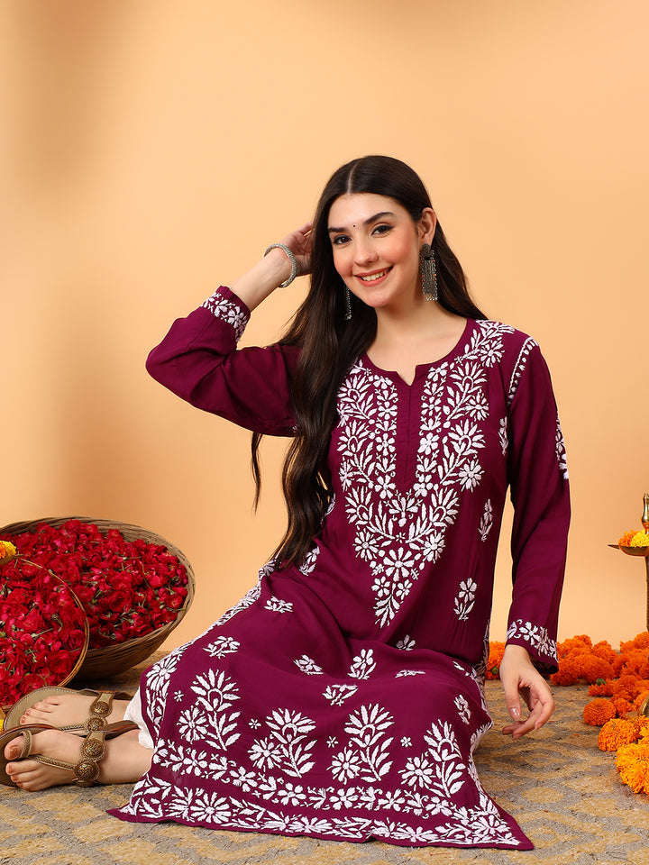 Rekha Modal Chikankari Premium Straight Kurta