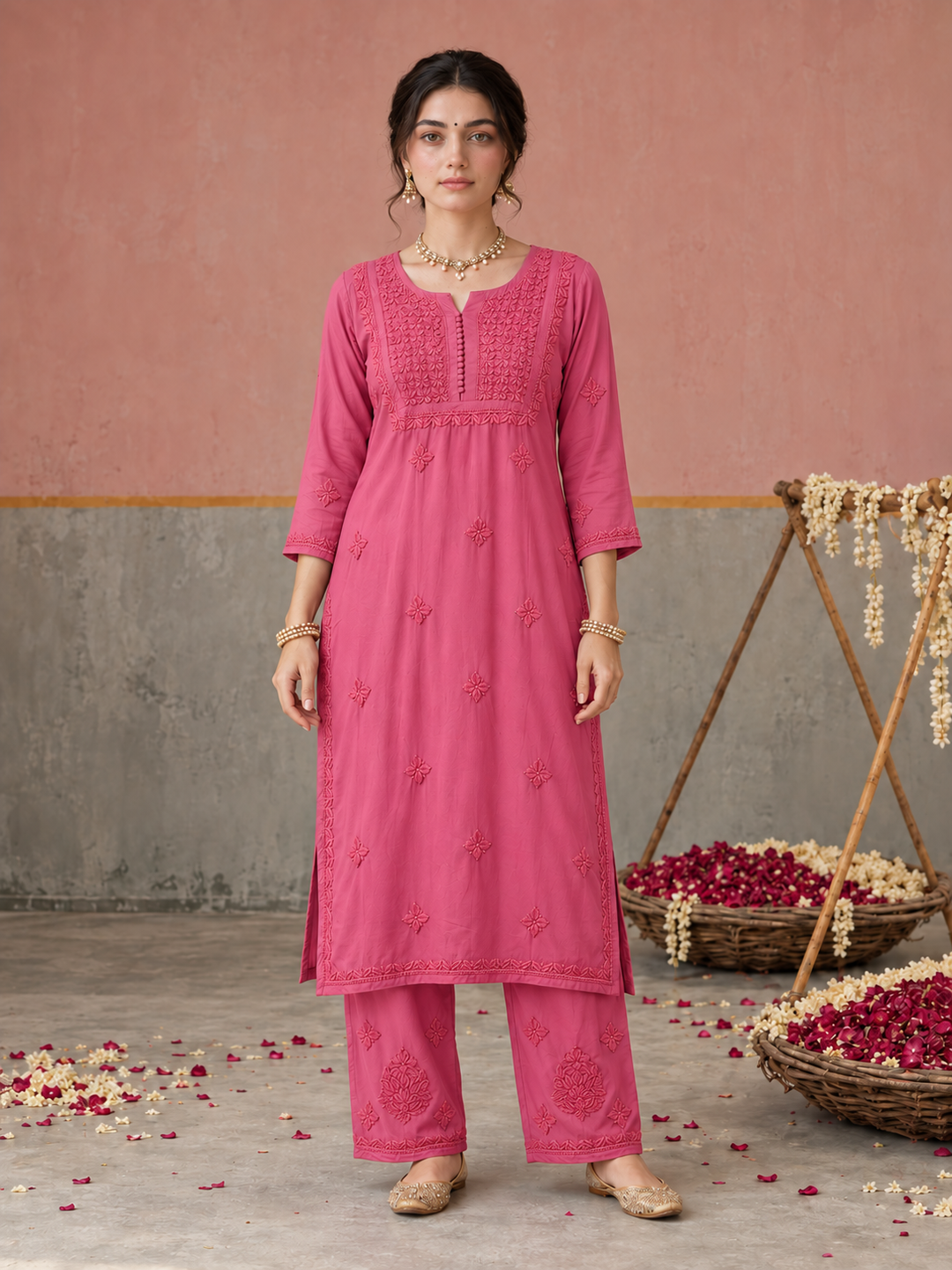 Lajja Chikankari Rayon Co-ord Set