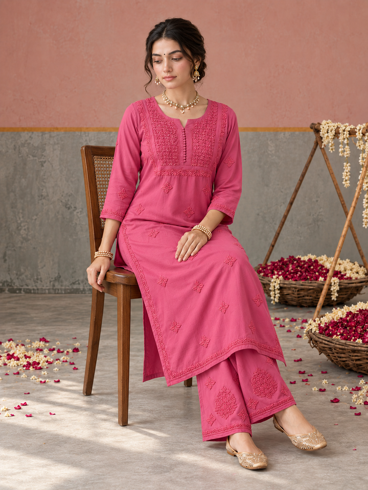 Lajja Chikankari Rayon Co-ord Set