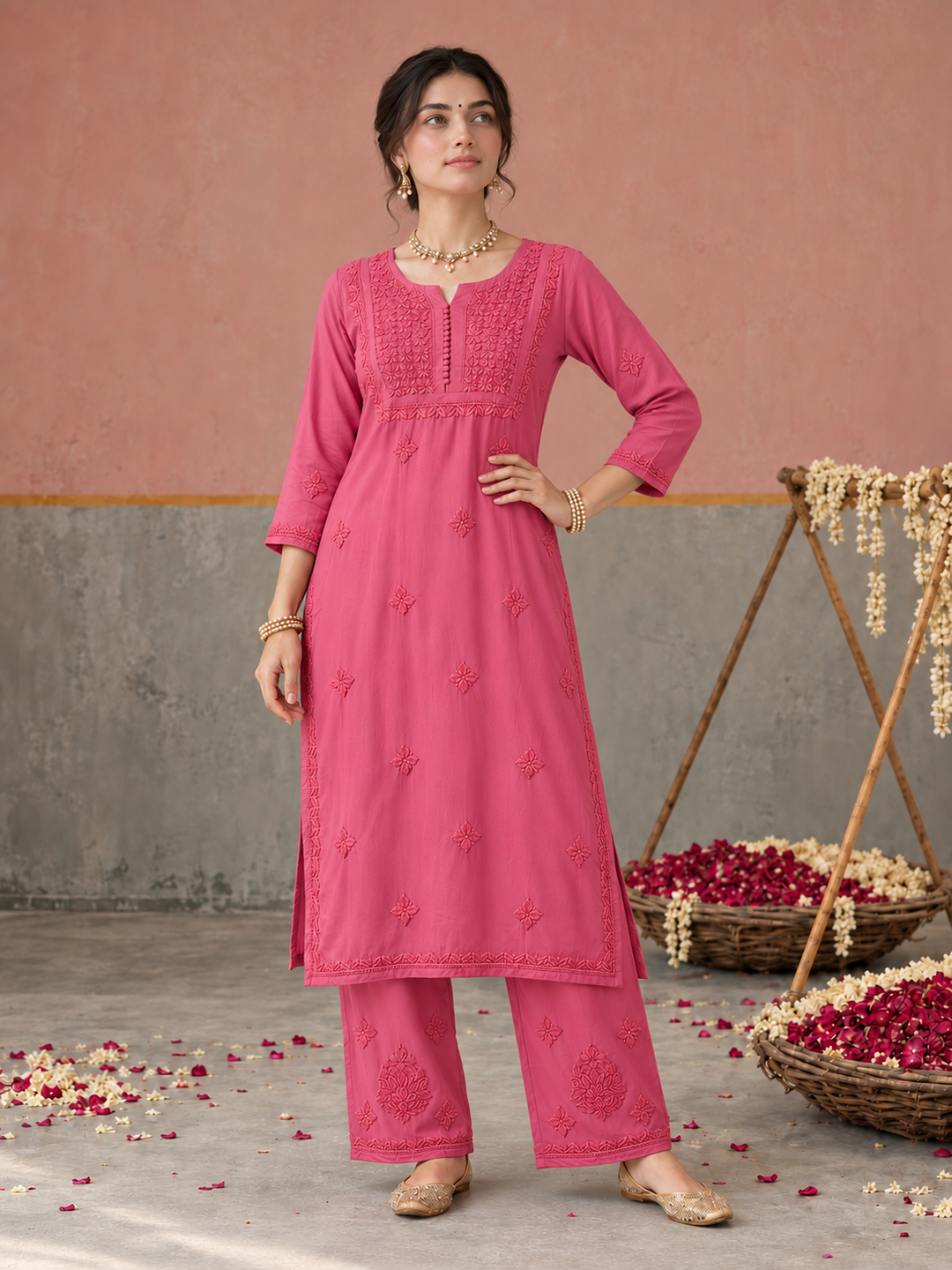 Lajja Chikankari Rayon Co-ord Set