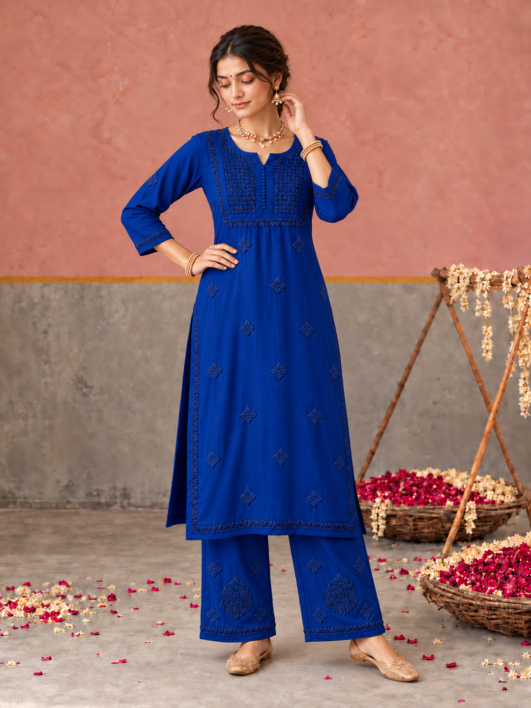 Lajja Chikankari Rayon Co-ord Set