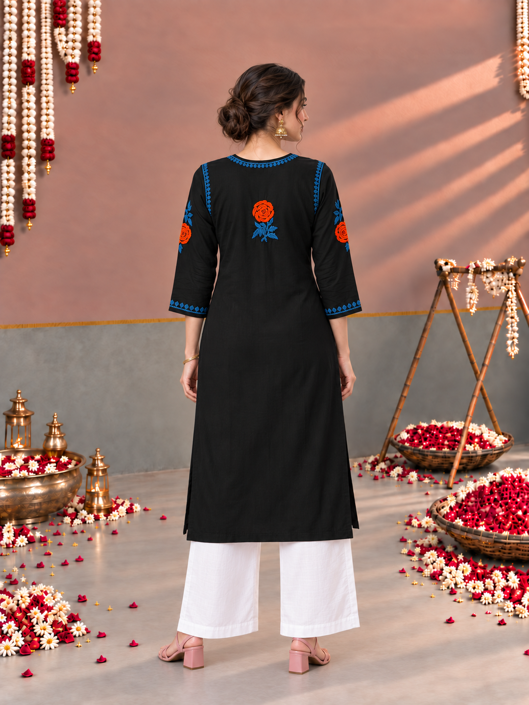 Kaya Rayon Chikankari Straight Kurta