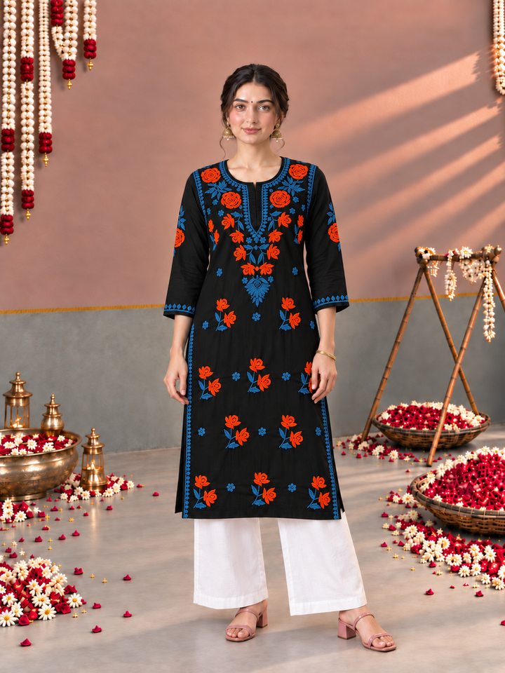 Kaya Rayon Chikankari Straight Kurta