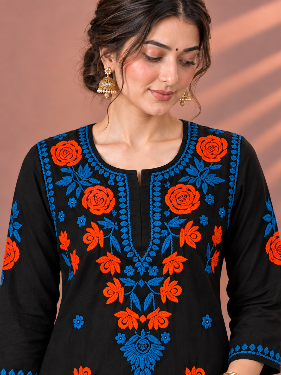 Kaya Rayon Chikankari Straight Kurta