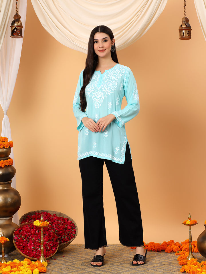 Sanya Modal Chikankari Short Kurti