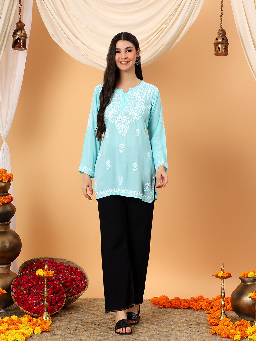 Sanya Modal Chikankari Short Kurti