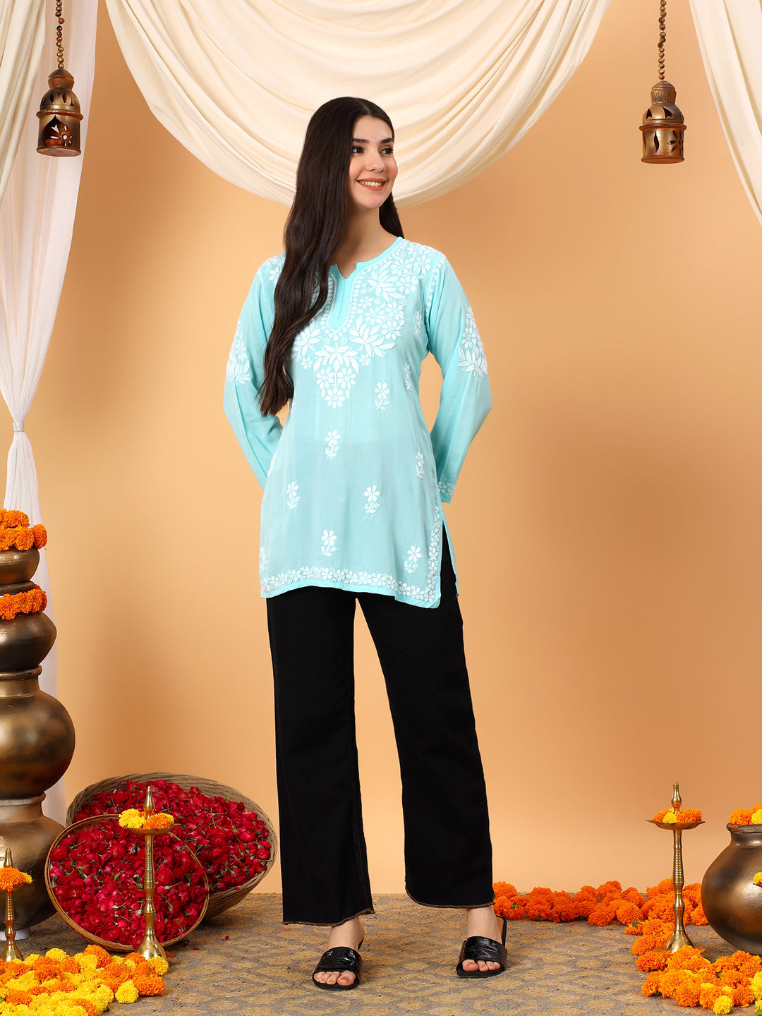 Sanya Modal Chikankari Short Kurti