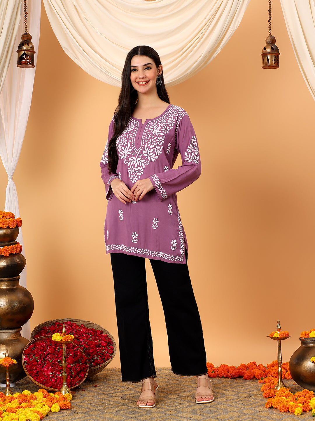 Sanya Modal Chikankari Short Kurti