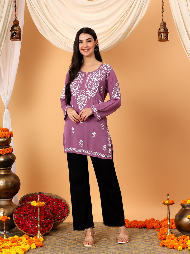 Sanya Modal Chikankari Short Kurti