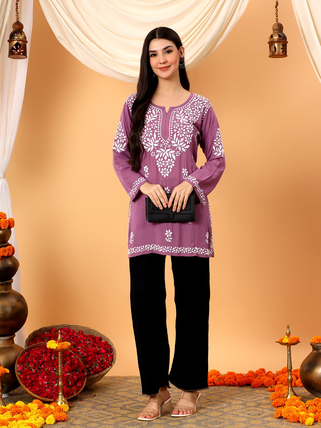 Sanya Modal Chikankari Short Kurti