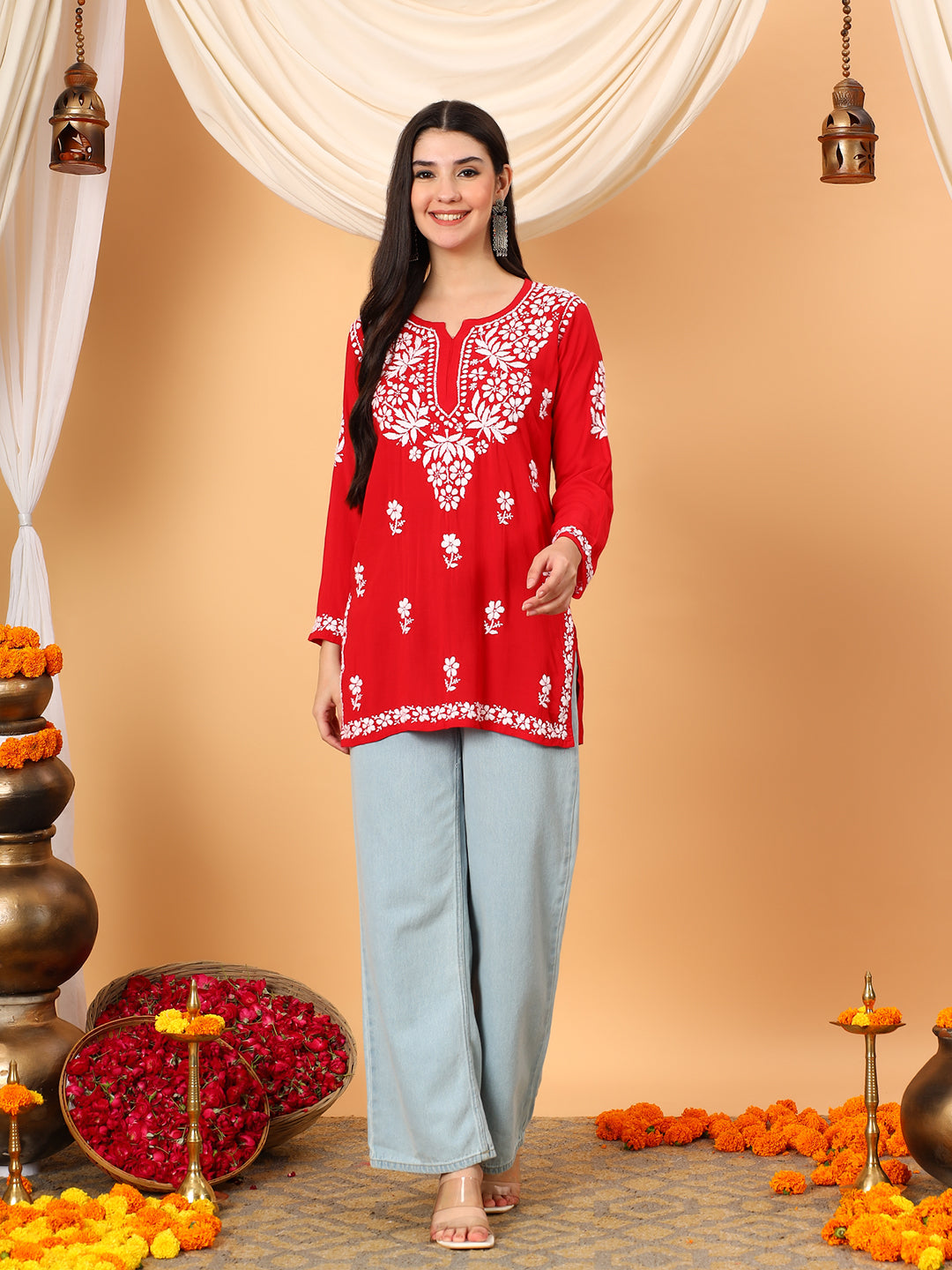 Sanya Modal Chikankari Short Kurti
