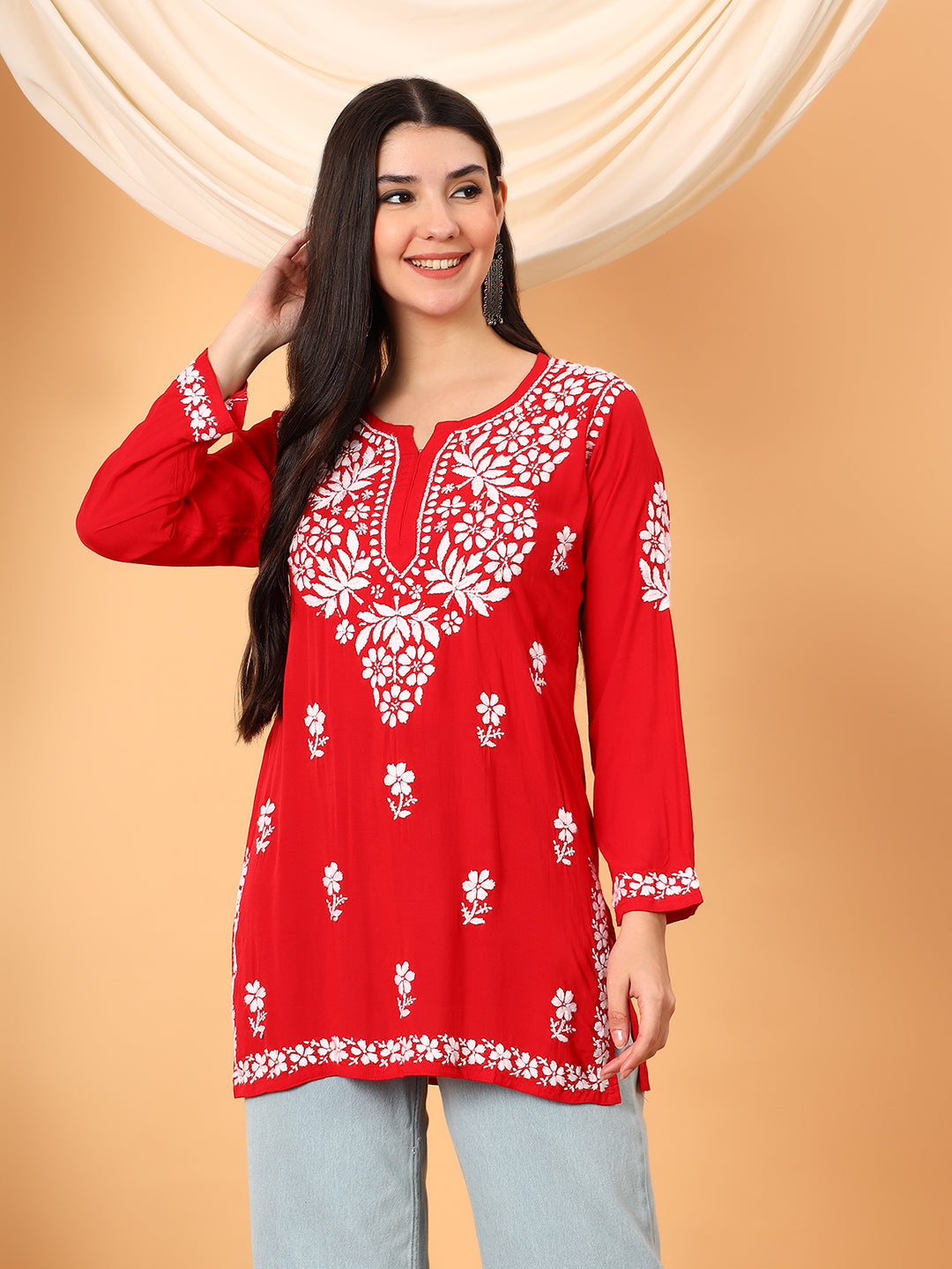 Sanya Modal Chikankari Short Kurti