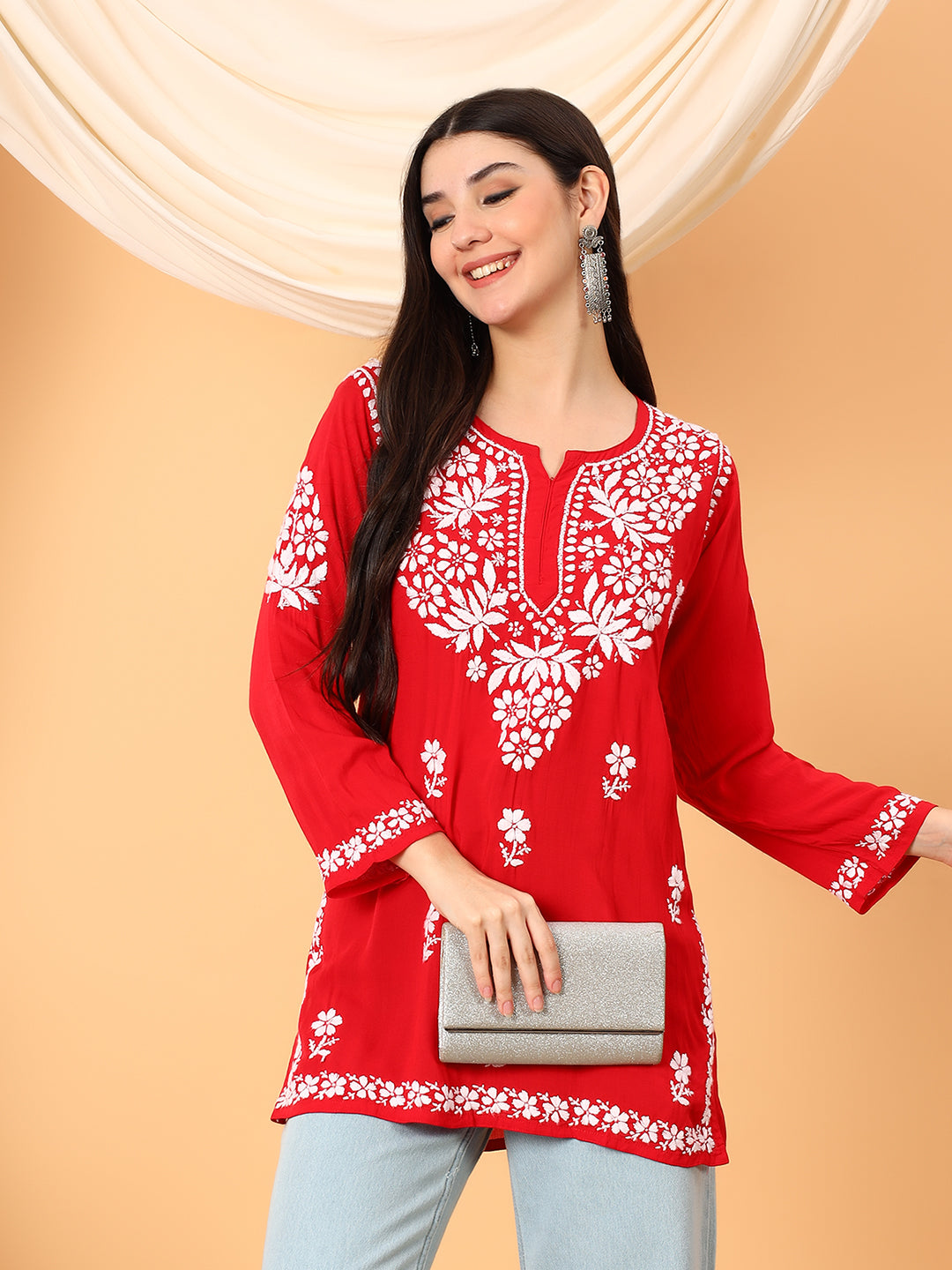 Sanya Modal Chikankari Short Kurti