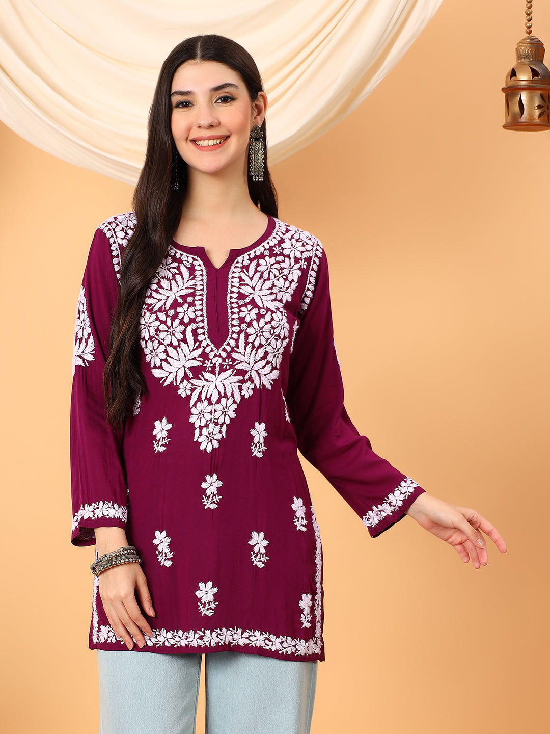 Sanya Modal Chikankari Short Kurti