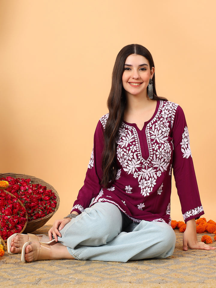 Sanya Modal Chikankari Short Kurti