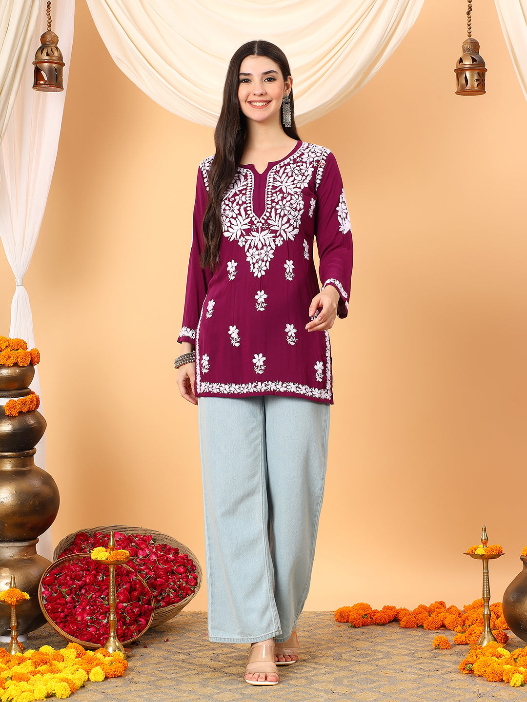 Sanya Modal Chikankari Short Kurti