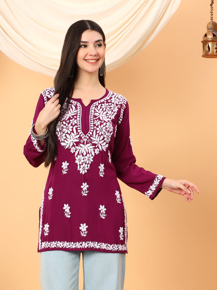Sanya Modal Chikankari Short Kurti