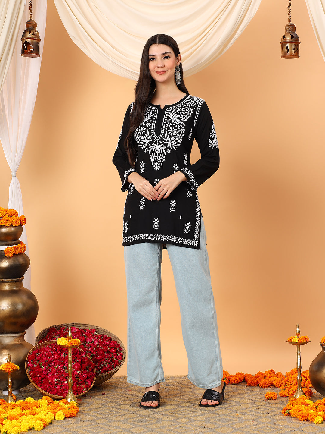Sanya Modal Chikankari Short Kurti