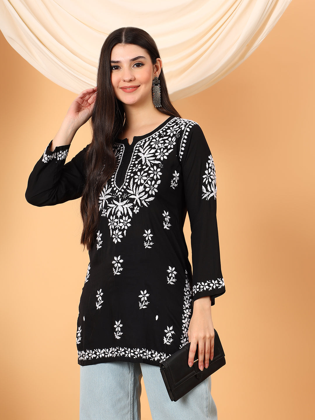 Sanya Modal Chikankari Short Kurti