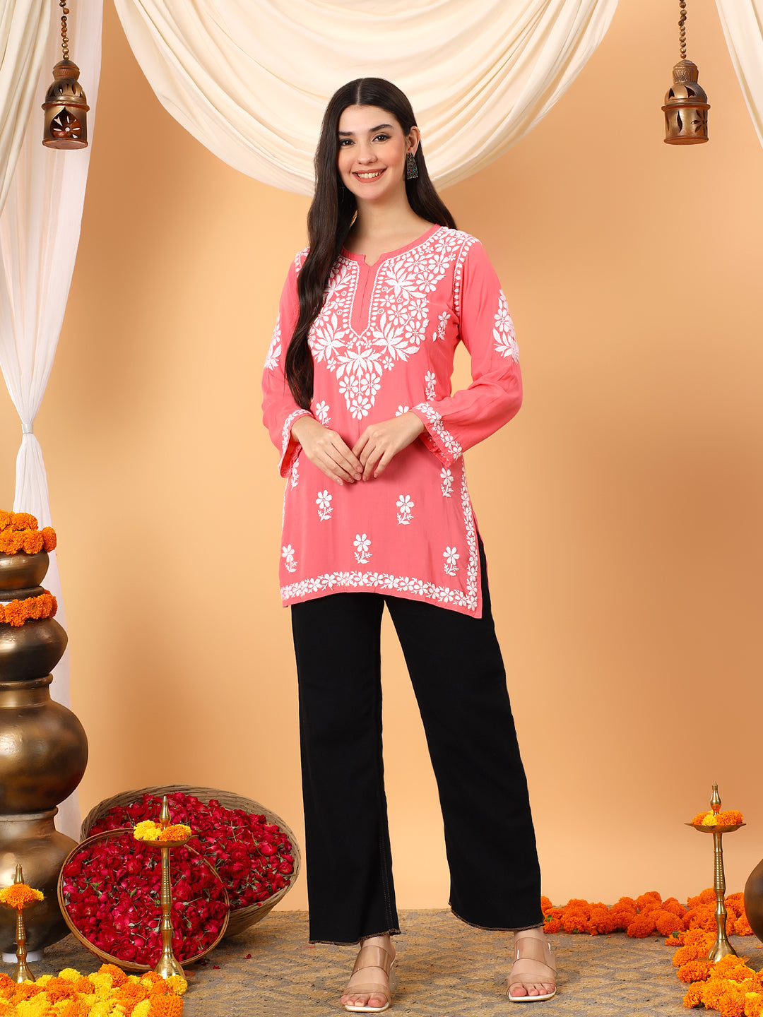 Sanya Modal Chikankari Short Kurti