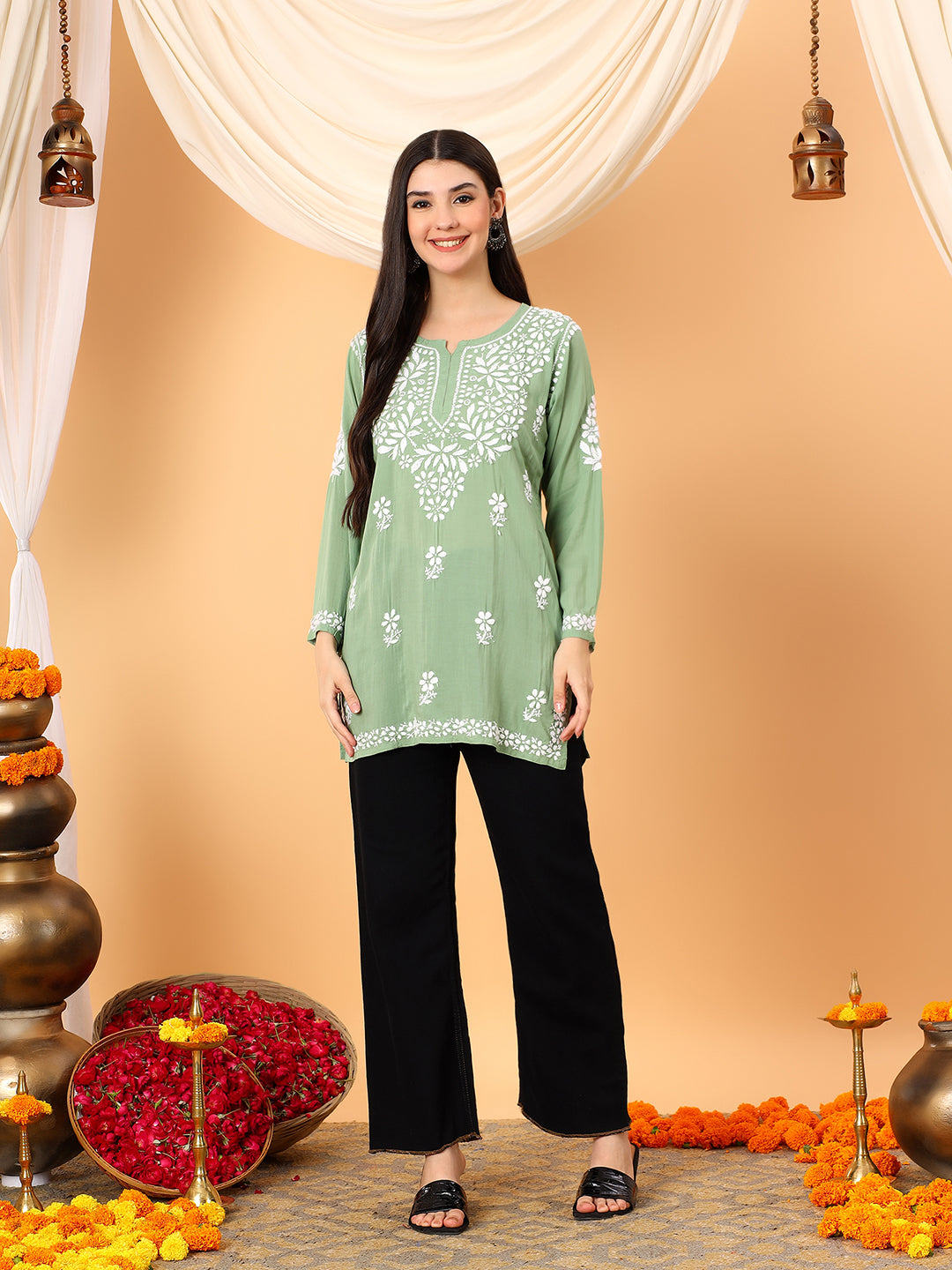 Sanya Modal Chikankari Short Kurti