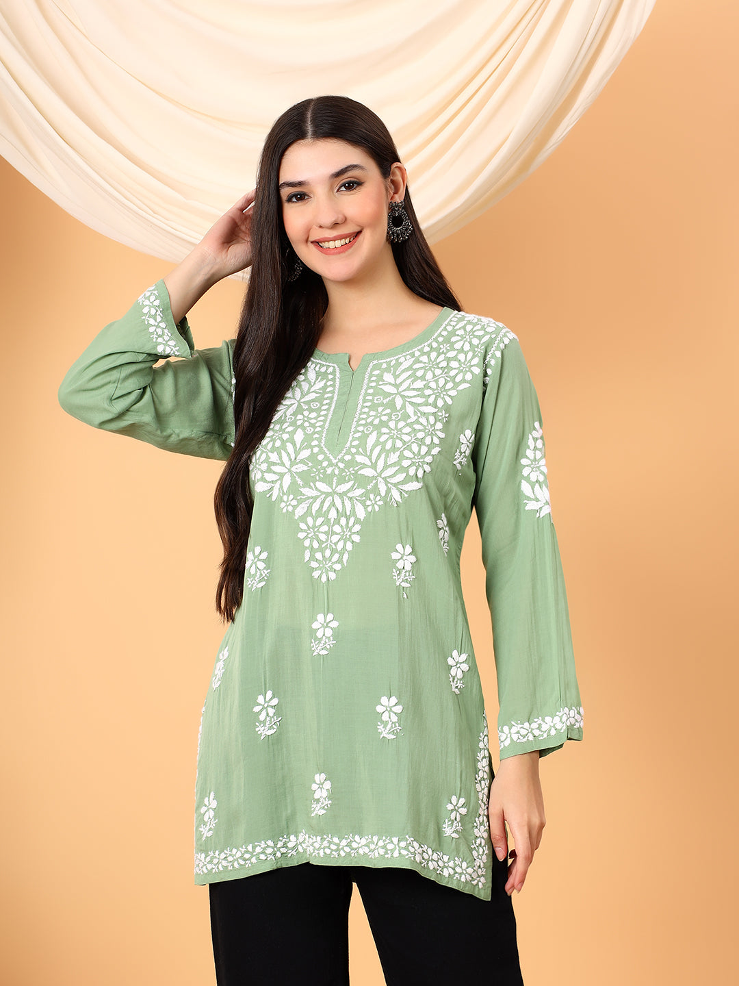 Sanya Modal Chikankari Short Kurti