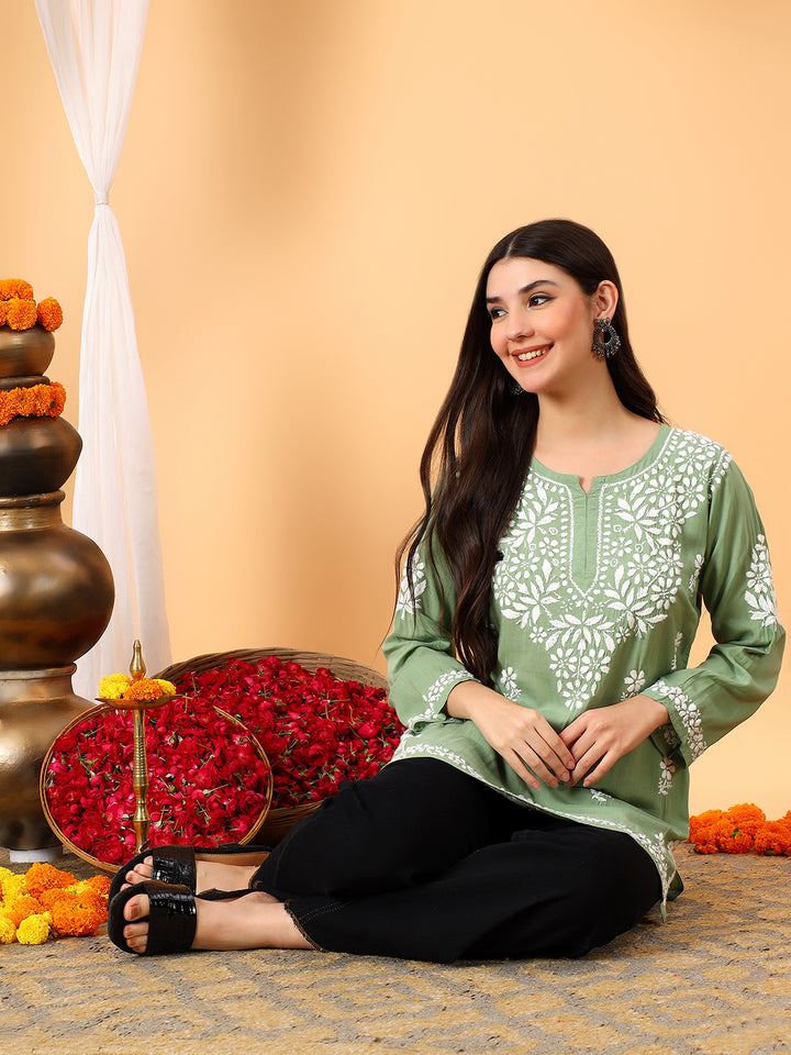 Sanya Modal Chikankari Short Kurti