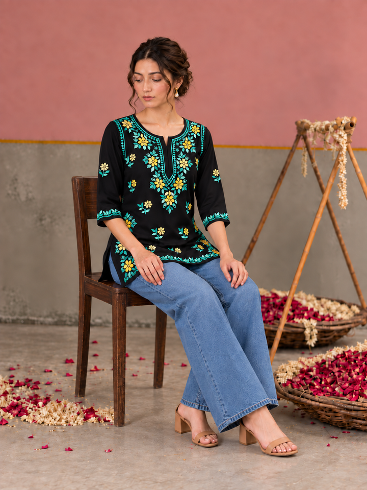 Miraya Chikankari Rayon Short Kurti