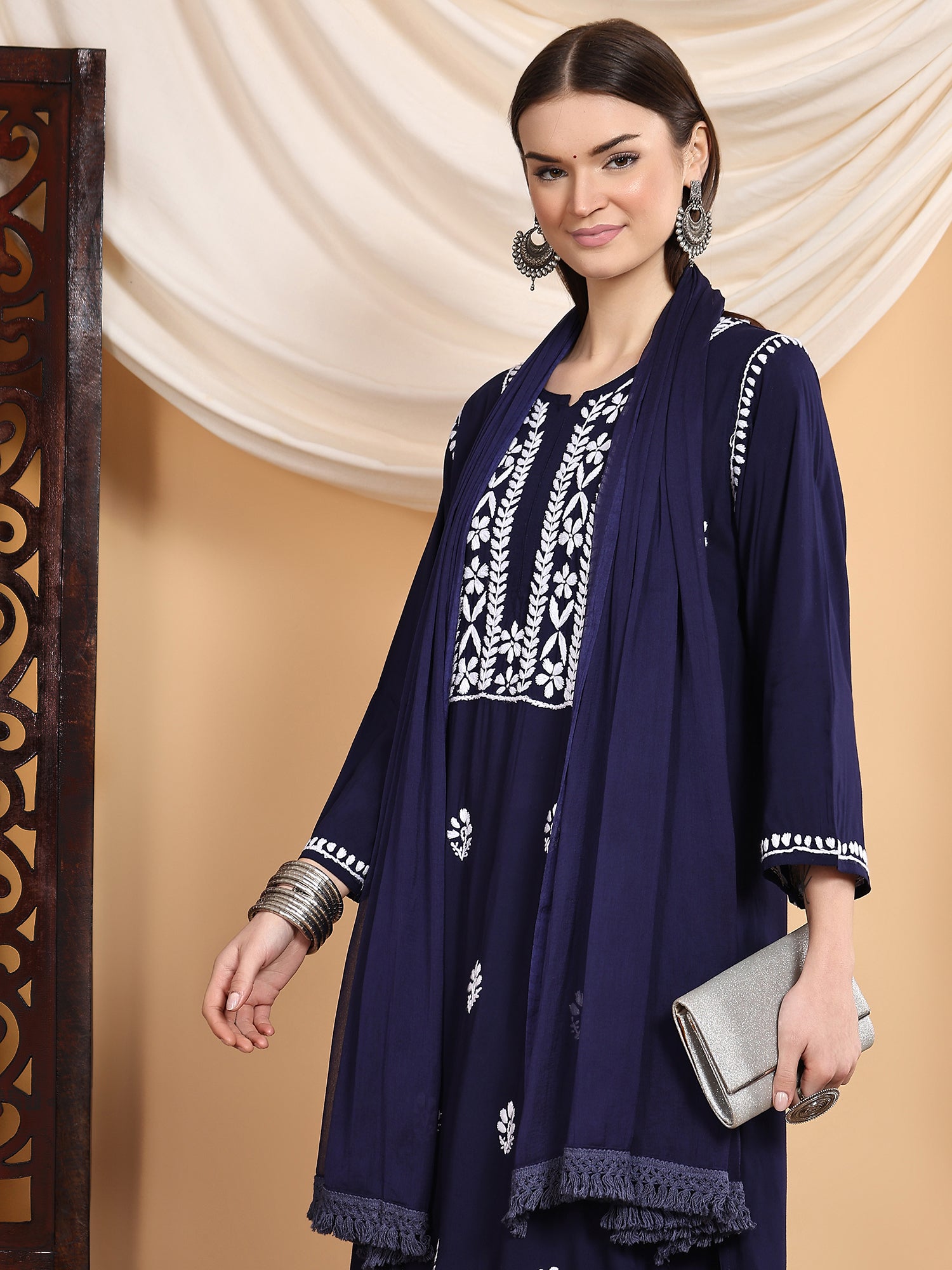 Shiza Chikankari Premium Modal Co-ord Set - Poshak Chikan Studio