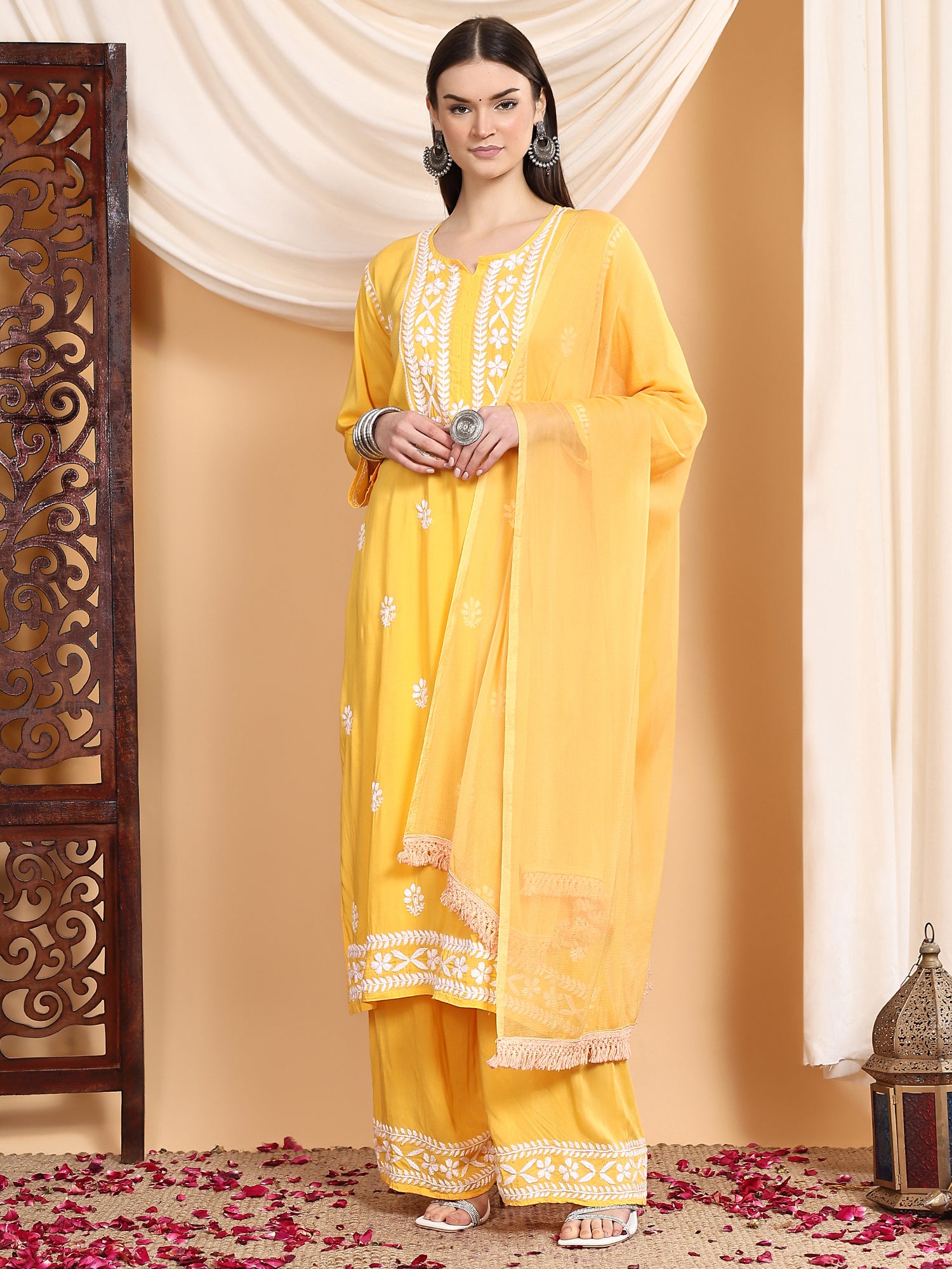 Shiza Chikankari Premium Modal Co-ord Set - Poshak Chikan Studio