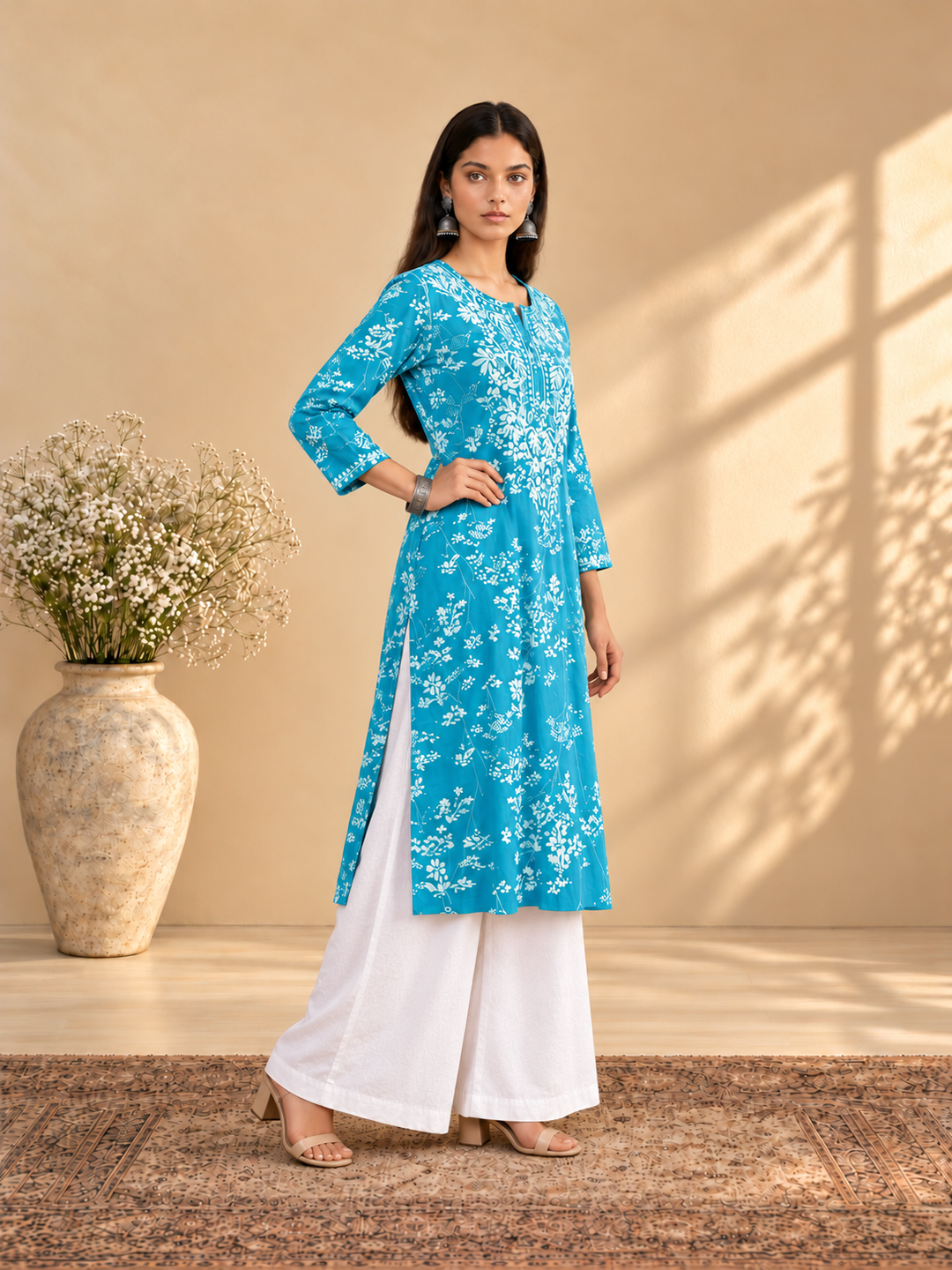 Zainab Chikankari Mulmul Straight Kurta