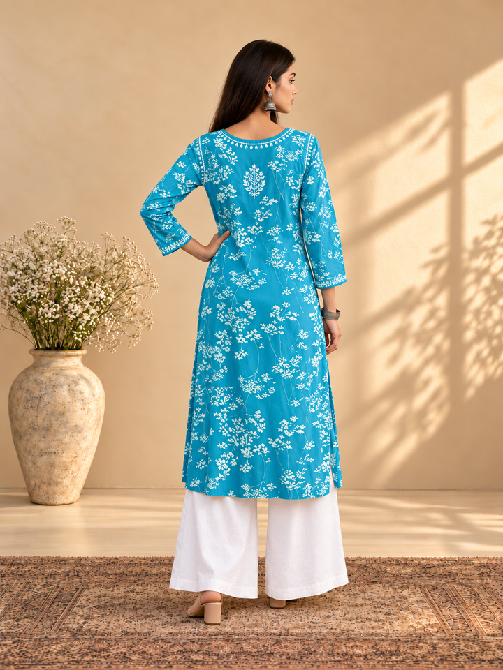 Zainab Chikankari Mulmul Straight Kurta