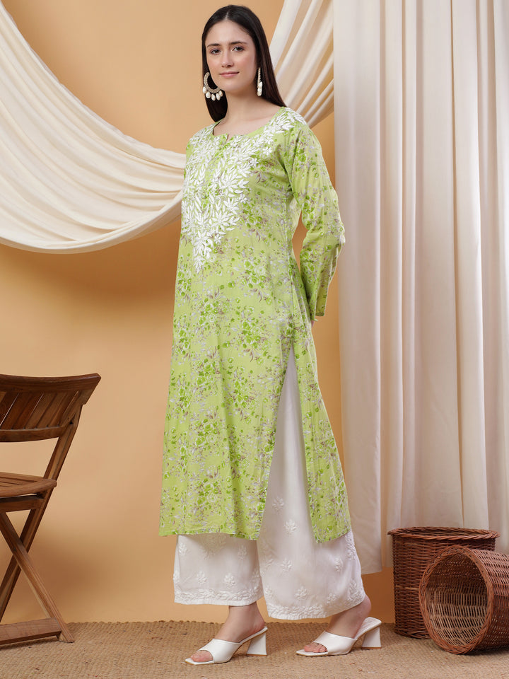 chikankari straight kurta