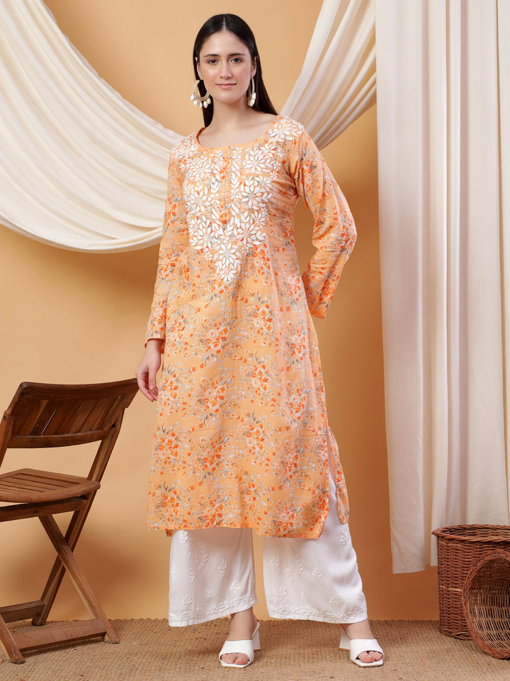 chikankari straight kurta